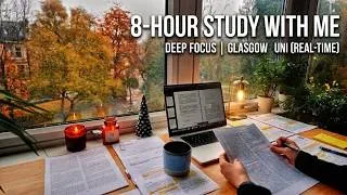 Thumbnail: 8-HOUR STUDY WITH ME on A RAINY DAY 🎓 | Pomodoro | RAIN SOUND | Deep Work Mode | No Music