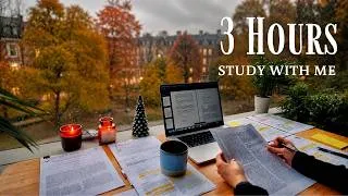 Thumbnail: 3-Hour STUDY WITH ME on a Rainy Day | Pomodoro Technique 50-10, Real Sounds, No Music