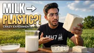 Thumbnail: I Turned Ordinary Milk Into Solid Plastic! 😱 (Easy Science Hack)