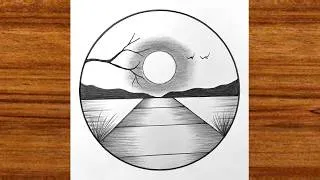 Thumbnail: Easy circle scenery drawing | How to draw circle scenery | Pencil sketch drawing for beginners