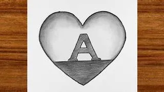 Thumbnail: "A" latter drawing in heart | How to draw "A" latter step by step | pencil sketch drawing
