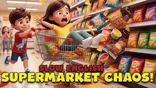 Thumbnail: 😱 CRAZIEST SUPERMARKET ADVENTURE EVER! Leo Broke Every Rule! | Slow English Listening Story (A2)