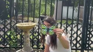 Thumbnail: EOORAU Metal Butterfly Outdoor Wall Decor, 4 Pcs Butterflies Wall Hanging Sculpture Decorations Revi