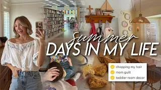 Thumbnail: DAYS IN MY LIFE | *really* chopping my hair, mom guilt chat, baking cheddar biscuits, & decorating 🌞