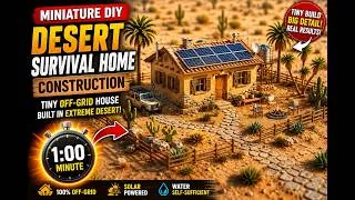 Thumbnail: Miniature DIY Desert Survival Home Construction Timelapse  Tiny Off Grid House Built from Scratch