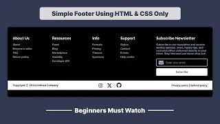 Thumbnail: How to create a website footer using HTML & CSS | Responsive Footer in HTML CSS