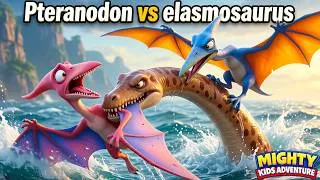 Thumbnail: Pteranodon vs Elasmosaurus | Giganotosaurus | Dinosaur Battle | Ep - 34 | Dinosaur for Kids