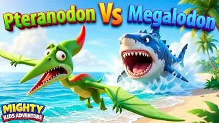 Thumbnail: Pteranodon vs Megalodon | Dinosaur Battle | New Dinosaur | Ep - 31| Dinosaur for Kids | Kids Cartoon
