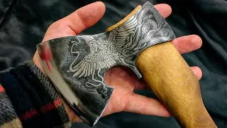 Thumbnail: Palm - sized Axe.  Customization in the smallest details.  Phoenix on metal.  Salt etching