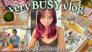 Thumbnail: a VERY BUSY vlog🎀: hosting my first journaling event, new hair, cleaning, & VERY productive days