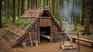 Thumbnail: Building a Bushcraft House in the Forest | Primitive Shelter from Natural Materials