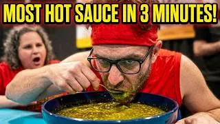 Thumbnail: Hot Sauce World Record in 3 Minutes vs Spicy GOAT! #shorts #challenge #foodie #extreme #insane