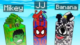 Thumbnail: Mikey vs JJ vs Banana Kid : SUPERHERO CHUNK BATTLE In Minecraft - Maizen