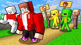 Thumbnail: WEAK Mikey & Banana Kid Kicked Bodybuilders JJ & Carrie Out of the Village (Minecraft Maizen)