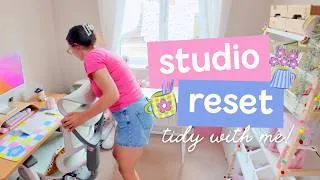 Thumbnail: tidy the studio with me 💬 🧼 a post-holiday studio reset for a brand new week!