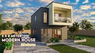 Thumbnail: 2 Storey House Design | 5 x8 Meter Modern House | 2 Bedrooms