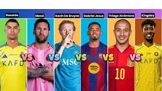 Thumbnail: WORLD CUP 2026 LEGENDS: Ronaldo vs Messi vs De Bruyne vs Jesus vs Thiago vs Coman–STATS COMPARED! 🏆⚽
