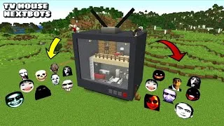 Thumbnail: SURVIVED TV HOUSE WITH 100 NEXTBOTS In Minecraft | Gameplay Coffine Meme 