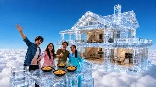 Thumbnail: ☁️🧊 बादलों के ऊपर बनाया Giant Ice House! 😱 | 4 Friends Crazy Cloud Experiment