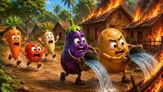 Thumbnail: 🥔 आलू ने बचाया पूरा गाँव! 😭 | Magical Vegetable Cartoon | Episode 9 | Hindi Story