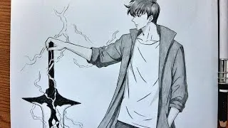 Thumbnail: How To Draw Sung Jinwoo With Lightning Sword || Solo Leveling Drawing Tutorial