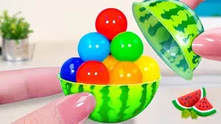 Thumbnail: Yummy Rainbow Jelly Ball | Satisfying Miniature Fruit Rainbow Jelly | Tiny Watermleon Jelly Recipe🍉