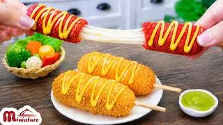 Thumbnail: Best Korean Street Food 🌶️😍 How To Make Corn Dog With Buldak Noodles Recipe | ASMR Cooking Mini Food