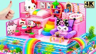 Thumbnail: Make Magical Hello Kitty x Kuromi Rainbow House with River Loop & Secret Garden ❤️🌈 DIY Mini House