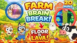 Thumbnail: Bluey-Inspired Farm Floor Is Lava 🔥🐄🚜 | Farm Games | 20 Minute Brain Break