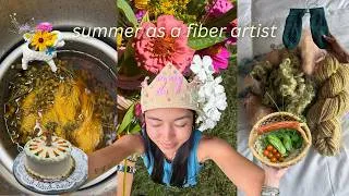 Thumbnail: dyeing yarn with weeds, birthday haul, playing with fiber, and fresh picked flowers ! °❀⋆.ೃ࿔* (vlog)