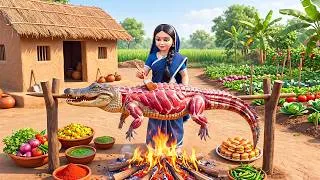 Thumbnail: 🐊🔥🥣 Miniature Doll Makes Tandoori Crocodile & Mint Raita | Indian Village Tiny Kitchen ASMR Story