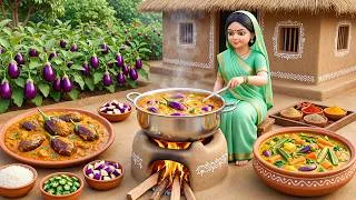 Thumbnail: 🍆🍚🔥 Miniature Doll Cooks Baghara Baingan & Rice Biryani in Eggplant Farm | Indian Tiny Kitchen ASMR