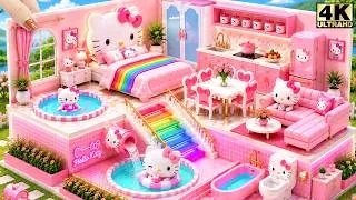 Thumbnail: 🌈❤️ Build Creative Pink Hello Kitty Miniature House with Double Pools & Rainbow Bedroom | DIY House