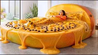 Thumbnail: Insane ASMR Beds You've Definitely Never Seen🥭🧋| Would You Sleep In A Giant Mango Bubble Tea? | 4K