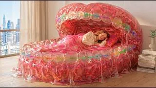 Thumbnail: Insane ASMR Beds You've Definitely Never Seen🦷🌈| Sleeping On Giant Teeth With Rainbow Braces | 4K