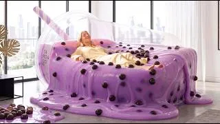 Thumbnail: Insane ASMR Beds You've Definitely Never Seen🧋🌈| Sleeping Inside a Giant Bubble Tea Cup | 4K