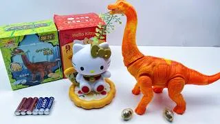 Thumbnail: 9-Minute Electric Toy Unboxing: Egg-Laying Brachiosaurus (Dinosaur World) & Hello Kitty ASMR