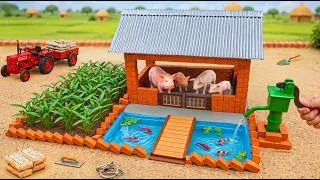 Thumbnail: DIY Mini Tractor Builds Brick Pig House with Koi Fish Pond & Hand Water Pump | Science Project