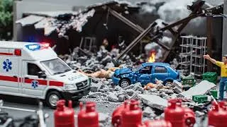 Thumbnail: Gas Explosion Disaster 😱💥 Car Crashes into LPG Cylinder Shop | Ultra Realistic Miniature Diorama