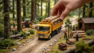 Thumbnail: Forest Logging Disaster 😱🚚 Yellow Hino Log Truck Mud Journey | Ultra Realistic Miniature Diorama