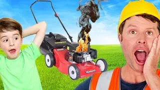Thumbnail: Lawn mower Blippi Toys fire trucks and garbage truck toys for Kids video | minion playtime #blippi