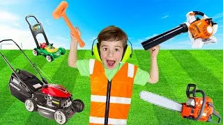 Thumbnail: Lawn mowers BLiPPi Toys Leaf Blower for Kids Video | learn about yardwork tractors tools for toddler
