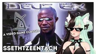 Thumbnail: Deus Ex Review || A Video Game Classic || Mintzey Moon Reacts to SsethTzeentach