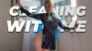 Thumbnail: 4K | Cleaning Tutorial | Washing the Window in a Short Blue Dress 🔥