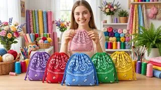 Thumbnail: Just a few simple steps and your gift bag is done 💟 Sewing ideas for Christmas gifts