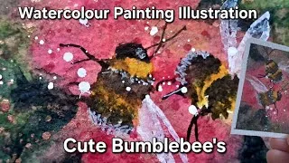 Thumbnail: Watercolor Bumblebees!//Fun and Spontaneous background! 