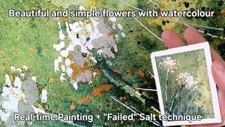 Thumbnail: "Simple" Watercolor Flowers//Real-time//"Failed" salt technique//Watercolor demonstration 