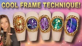 Thumbnail: 🪞 How to Create Ornate Frame Nail Art! Easy 3D Gold Chrome & Cateye Galaxy Designs 🪞