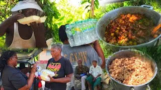 Thumbnail: Cooking with love & giving back | look at their faces | rice and peas | stew chicken 