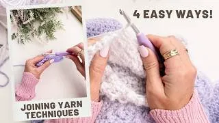 Thumbnail: 4 Easy Ways to Join Yarn in Crochet (No Knots, Magic Knot & Russian Join)